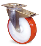 Roulette polyuréthane corps polyamide rouge à platine pivotante + frein D 100mm - GUITEL HERVIEU - EP4BD100-28L