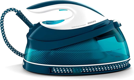 Philips PerfectCare Compact Plus Centrale Vapeur - 2400W, 400g, Pression de 6,5 bars, Technologie OptimalTEMP, Réservoir de 1,5 L, Bleu/Blanc (GC7844/20)