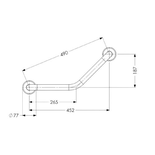 Barre de relèvement coudée 135° en inox poli D32 265x265mm pour PMR - AKW - 1265