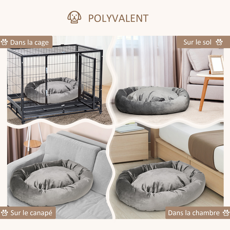 Lit pour chien chat orthopédique housse lavable amovible gris