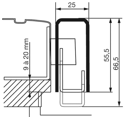 Gâche en applique à recouvrement réglable 9 à 20mm pour carénées EXCLUSIVE gauche blanc - VACHETTE - 14709000