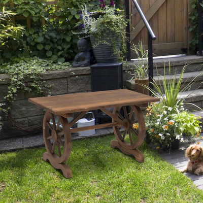 Table basse de jardin style rustique chic sapin traité carbonisation