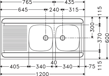 Evier 2 cuves inox avec égouttoir MAN721-1200 1200x600cm à poser - FRANKE - 010372