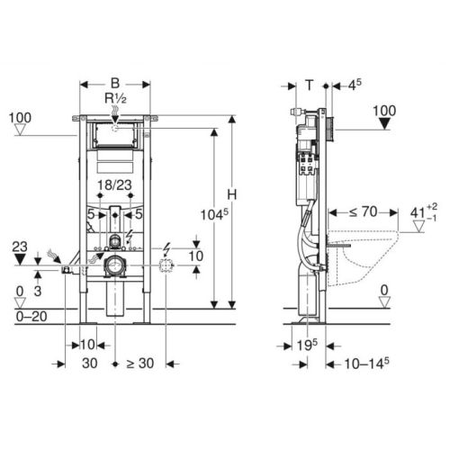 Bâti-support autoportant étroit DUOFIX avec réservoir SIGMA 112cm - GEBERIT - 111.389.00.5