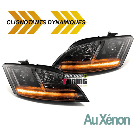 PHARES NOIRS AU XENON FEUX CLIGNOTANTS DYNAMIQUES LOOK 8S POUR AUDI TT 8J (04853)