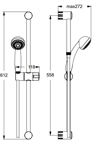 Ensemble de douche AQUA 61cm Douchette 1 jet - PORCHER - D6039AA