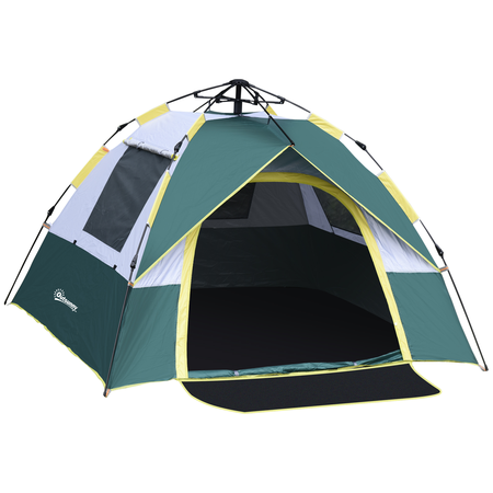 Tente de camping pop up 3 personnes avec sac jaune gris vert