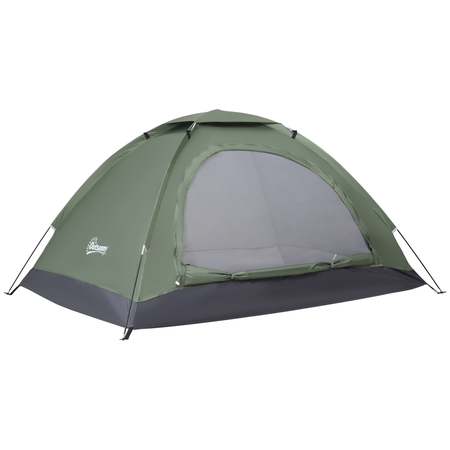 Tente de camping 2 personnes fibre verre polyester gris vert