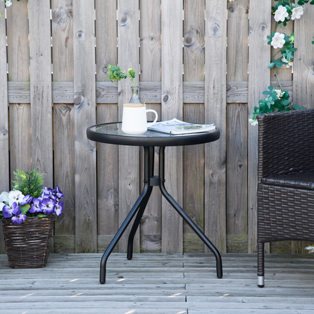 Table basse ronde bistro de jardin métal époxy noir