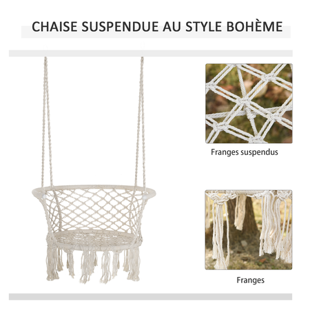 Fauteuil suspendu macramé coton polyester