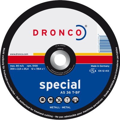 Disque à tronçonner acier AS 36 T 350x3mm - DRONCO - 2350220