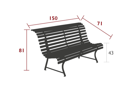 Banc de jardin en métal Louisiane Carbone - Fermob