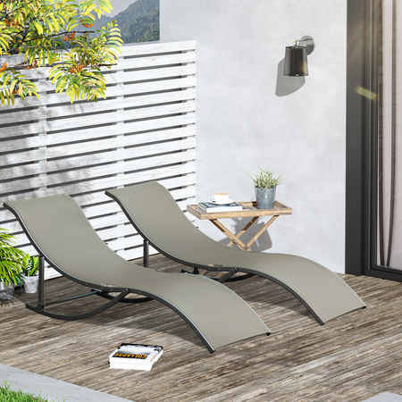 Lot de 2 bains de soleil pliables alu. textilène