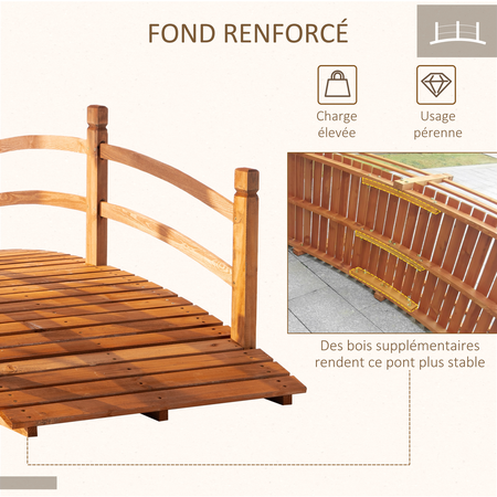 Pont de jardin passerelle bois de sapin pré-huilé