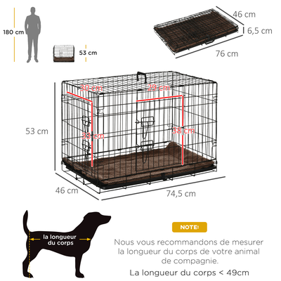 Cage de transport chien 76x53x57cm