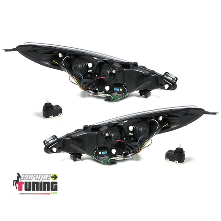 PHARES FEUX AVANTS NOIRS DEVIL EYES LED PEUGEOT 207 PHASES 1 et 2 (00243)