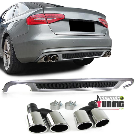 DIFFUSEUR ARRIERE PACK SPORT AVEC SORTIES ECHAPPEMENT AUDI A4 B8 2007-2011 (05405)