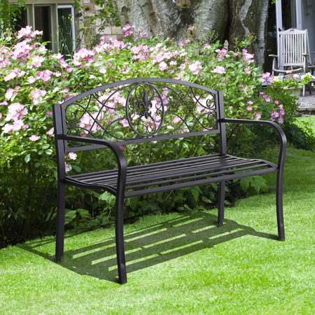 Banc de jardin 2 places néo-rétro métal époxy noir