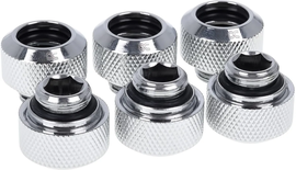 Lot de 6 Raccords à compression pour Tube Ø13mm - G1/4 Alphacool Eiszapfen (Argent)