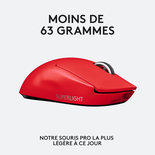 Souris Gamer droitier - Sans fil - LOGITECH G - Pro X Superlight - Rouge