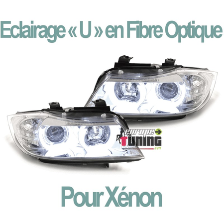 PHARES FEUX AVANTS LEDS CELIS EN U BMW SERIE 3 E90 & E91 PHASES 1 05-08 AU XENON (04493)