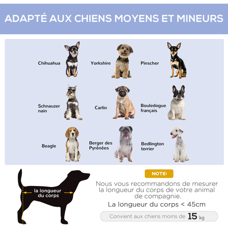 Lit pour chien chat pliable sur pieds bleu