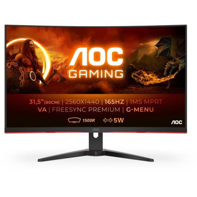 Ecran PC Gamer - AOC - CQ32G2SE/BK - 31,5 VA Incurvé QHD 1ms 165Hz HDMI DisplayPort HP Pivot Freesync Premium