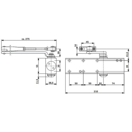 Ferme-porte TS PROFIL 2-3-4 fourni avec bras finition argent - DORMA - 27112201