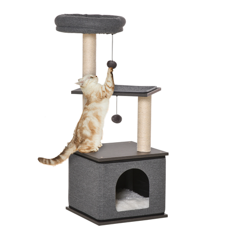 Arbre à chat avec griffoirs H104 cm gris