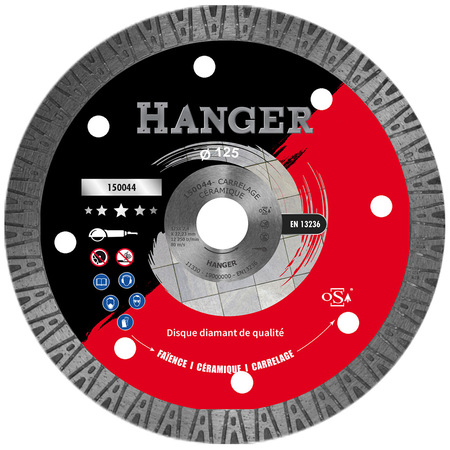 Disque diamant Premium 125 mm pour carrelage/céramique segment 10 mm - HANGER - 150044