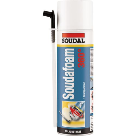 Mousse polyuréthane SOUDAFOAM 360° multi position jaune aérosol 510ml - SOUDAL - 109628