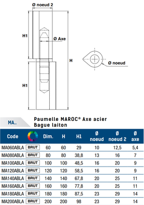 Paumelle à souder MAROC bague laiton 60mm - FAURE ET FILS - MA060ABLA