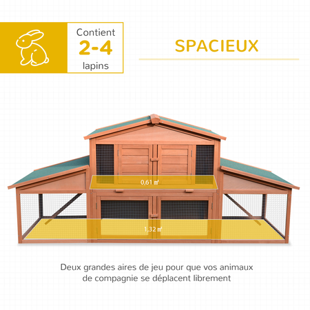 Clapier cage à lapins rongeurs poulailler XXL