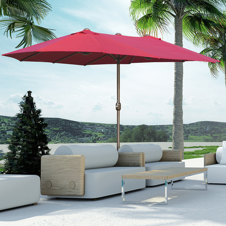 Parasol de jardin XXL pied contrepoids inclus acier polyester haute densité