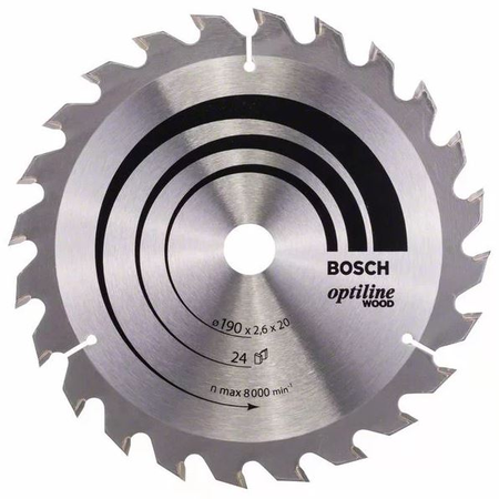 Lame de scie circulaire 190x30x2mm Optiline Wood pour le bois 24 dents - BOSCH - 2608641185