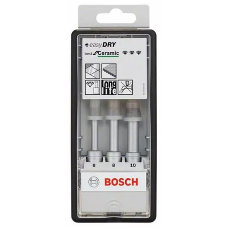 Coffret de 3 Forets diamantés à sec Easy Dry Robuste line 6 - 8 - 10mm - BOSCH - 2608587145