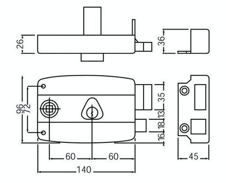 Serrure monopoint en applique horizontale à fouillot 45mm droite - CISA - 3005013000