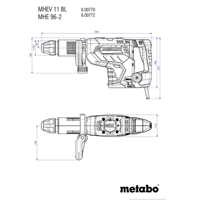 Marteau burineur SDS-Max 1500W MHEV 11 BL + coffret - METABO - 600770500