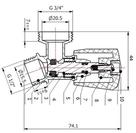 Robinet simple de machine à laver mâle mâle 1/2 3/4 - GARIS - B01-RML