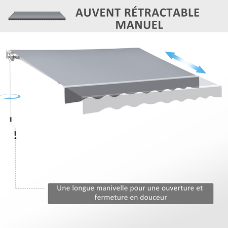 Store banne manuel rétractable dim. 2,5L x 2l (avancée) m  gris