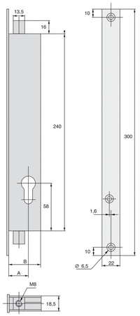 Serrure à larder 2 points à engrénage variaxe 45mm - STREMLER - 2271.45.0