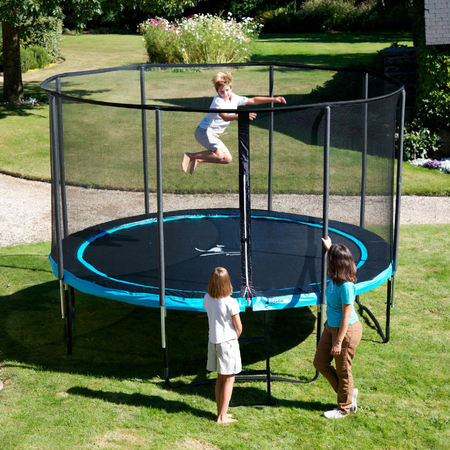 Kangui - Trampoline de jardin 365 cm + filet de sécurité + échelle | PUNCHI Bleu 360