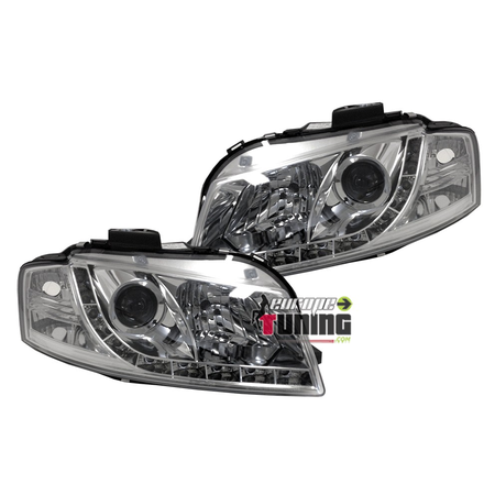 FEUX PHARES AVANTS CHROM DEVIL EYES LED AUDI A3 8P et 8PA 2003-2008 (x13664)