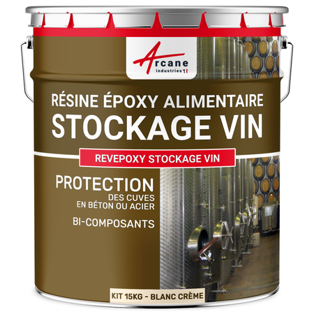 Peinture résine alimentaire cuve à vin en béton, acier - REVEPOXY STOCKAGE VIN-15 kg Blanc Crème - RAL 9001-ARCANE INDUSTRIES