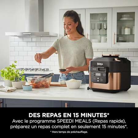 Ninja Speedi 10-en-1 Cuiseur rapide, Air Fryer, Friteuse à air et Multicuiseur, 5.7L, Noir et Cuivre, ON400EUCP