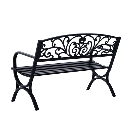 Banc de jardin terrasse en acier fonte noir 3 places