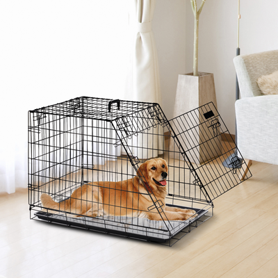 Cage de transport noire pour chien avec 2 portes 121 x 76 x 81 cm :  Transport du chien AUTRES MARQUES animalerie - botanic®