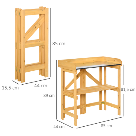 Table de rempotage jardinage pliable bois sapin pré-huilé