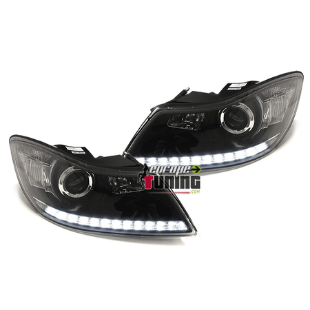 PHARES FEUX AVANTS NOIRS DEVIL EYES LED SKODA OCTAVIA MK3 (04506)