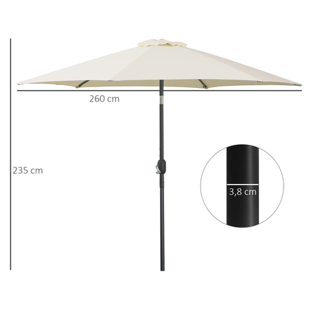 Parasol inclinable de jardin Ø 2,7 m alu. polyester